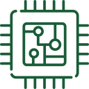 Green chip icon showing a circuit diagram inside the processor silhouette.