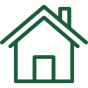 Home button: green outline icon of a house linking to the homepage