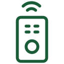 Remote control icon with wireless signal above, representing a device you operate remotely.