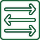 Icon showing three horizontal lines with alternating left/right arrows at each end, indicating horizontal reordering controls