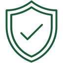 Shield icon with a checkmark indicating security or verification.