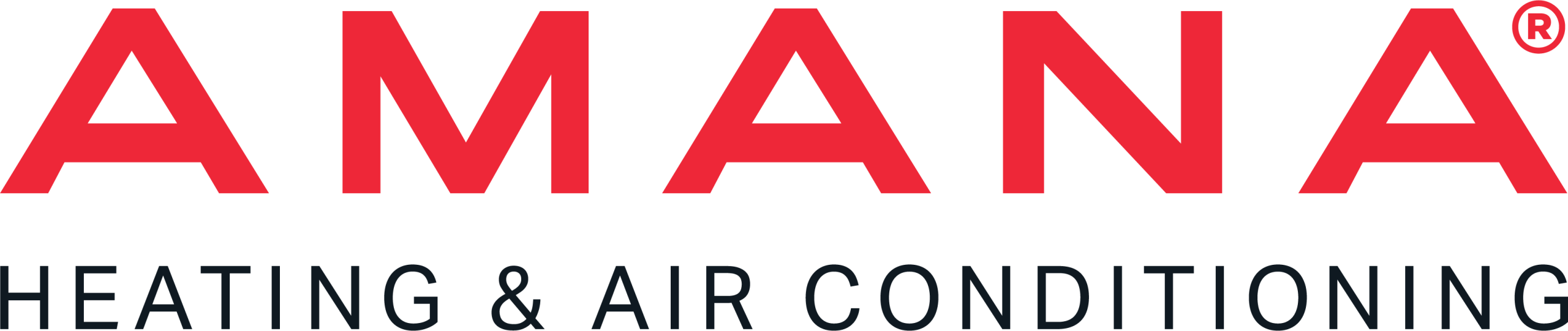 Amana logo with the tagline Heating & Air Conditioning for the heating and cooling brand.